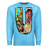 Ocean Blue farm life alphabet lowercase letters u Premium Sweatshirt - BundleAndBundleShop