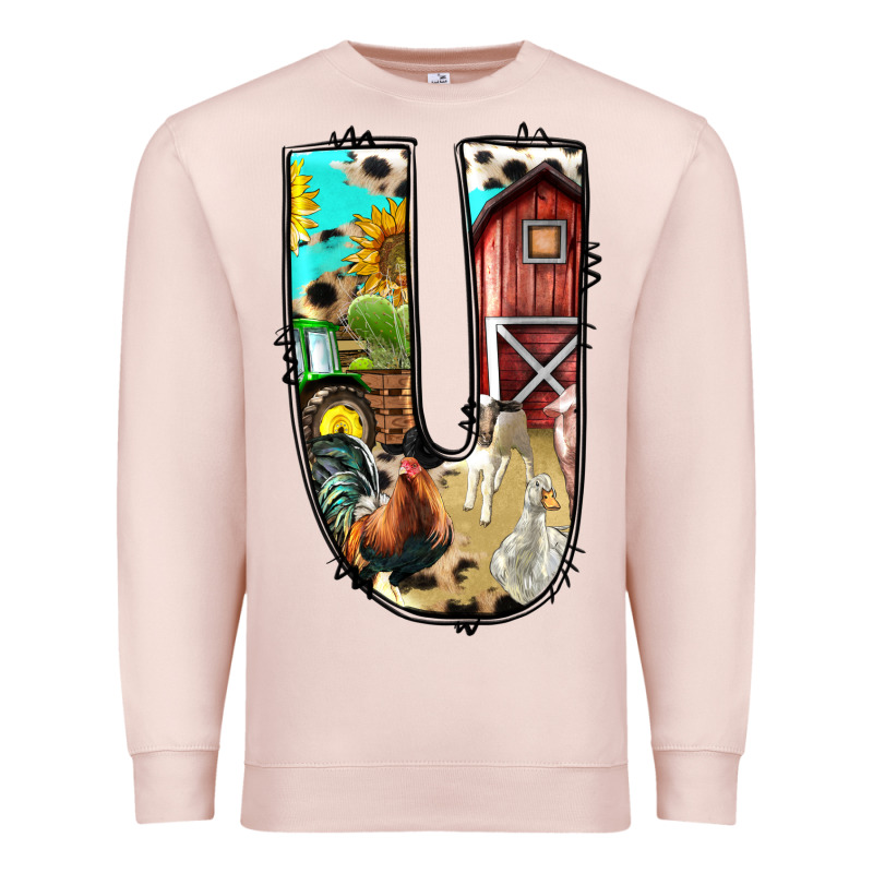 Farm Life Alphabet Lowercase Letters U Premium Sweatshirt by BundleAndBundleShop | Teevron