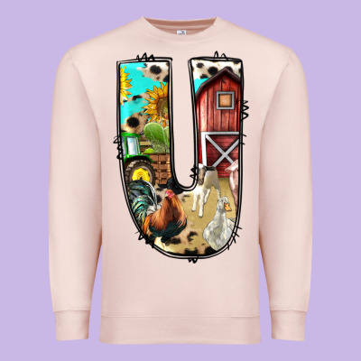 Farm Life Alphabet Lowercase Letters U Premium Sweatshirt Designed By Bundleandbundleshop