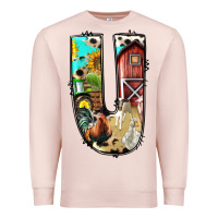 Pale Pink farm life alphabet lowercase letters u Premium Sweatshirt - BundleAndBundleShop