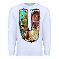 White farm life alphabet lowercase letters u Premium Sweatshirt - BundleAndBundleShop