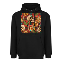 Black western skull aztec seamless pattern Heavyweight Hoodie - BundleAndBundleShop