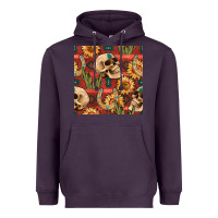 Plum western skull aztec seamless pattern Heavyweight Hoodie - BundleAndBundleShop