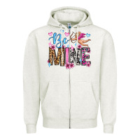 Oatmeal Heather be mine valentine's day Zipper Hoodie - OliviaCreatesArt