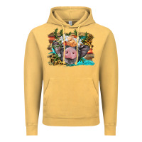 Vintage Mustard baby pig with floral and western background Vintage Hoodie - BarkalooDesign