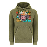 Vintage Olive baby pig with floral and western background Vintage Hoodie - BarkalooDesign
