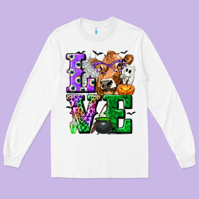 Love Cow Halloween Tbw Long Sleeve Tee Designed By Texasbilliewilder