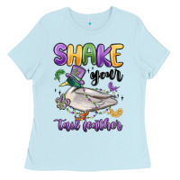 Baby Blue shake your tail feather mardi gras Ladies Tee - MaliasSmallBusiness