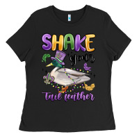 Black shake your tail feather mardi gras Ladies Tee - MaliasSmallBusiness