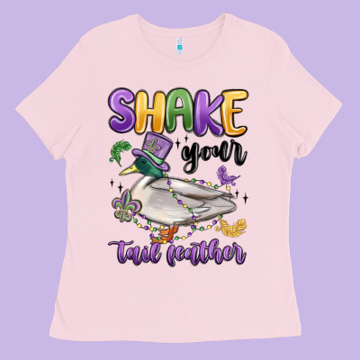 Shake Your Tail Feather Mardi Gras Ladies Tee Designed By Maliassmallbusiness