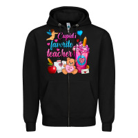 Black Cupid's Favorite Teacher Valentine's Day Frappe Zipper Hoodie - FaDigitalArtStudio