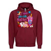 Burgundy Cupid's Favorite Teacher Valentine's Day Frappe Zipper Hoodie - FaDigitalArtStudio