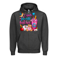 Charcoal Heather Cupid's Favorite Teacher Valentine's Day Frappe Zipper Hoodie - FaDigitalArtStudio