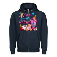 Navy Cupid's Favorite Teacher Valentine's Day Frappe Zipper Hoodie - FaDigitalArtStudio