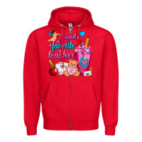 Red Cupid's Favorite Teacher Valentine's Day Frappe Zipper Hoodie - FaDigitalArtStudio