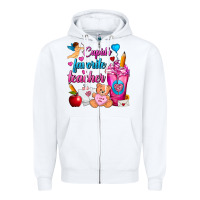 White Cupid's Favorite Teacher Valentine's Day Frappe Zipper Hoodie - FaDigitalArtStudio