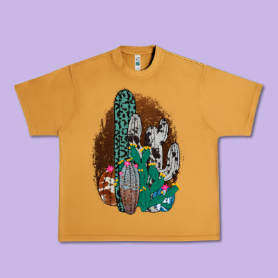 Western Cowhide Cactus Urban Heavy Tee Designed By Bettercallsaul