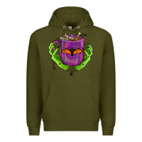 Army Green Halloween Coffee Cup With Hands Premium Hoodie - FaDigitalArtStudio