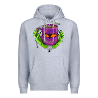 Heather Grey Halloween Coffee Cup With Hands Premium Hoodie - FaDigitalArtStudio