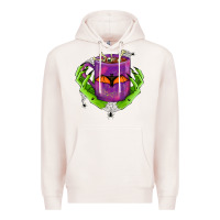 Pale Pink Halloween Coffee Cup With Hands Premium Hoodie - FaDigitalArtStudio