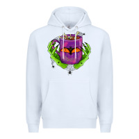 White Halloween Coffee Cup With Hands Premium Hoodie - FaDigitalArtStudio