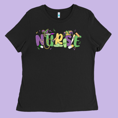 Nurse Mardi Gras Ladies Tee Designed By Maliassmallbusiness