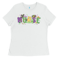 White nurse mardi gras Ladies Tee - MaliasSmallBusiness