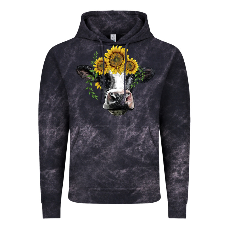 Holstein Cow With Sunflower Vintage Hoodie by BarkalooDesign | Teevron