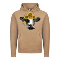 Vintage Coffee holstein cow with sunflower Vintage Hoodie - BarkalooDesign