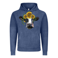 Vintage Denim holstein cow with sunflower Vintage Hoodie - BarkalooDesign
