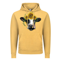 Vintage Mustard holstein cow with sunflower Vintage Hoodie - BarkalooDesign