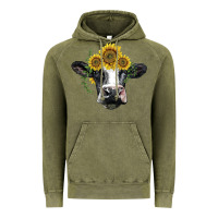 Vintage Olive holstein cow with sunflower Vintage Hoodie - BarkalooDesign