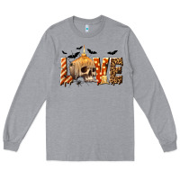 Heather Grey Halloween Love Long Sleeve Tee - texasbilliewilder