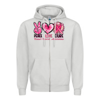 Dove Grey Peace love cure Breast Cancer Awareness Zipper Hoodie - FaDigitalArtStudio