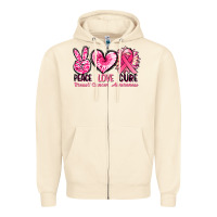 Sandshell Peace love cure Breast Cancer Awareness Zipper Hoodie - FaDigitalArtStudio