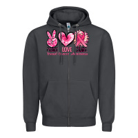 Smoke Peace love cure Breast Cancer Awareness Zipper Hoodie - FaDigitalArtStudio