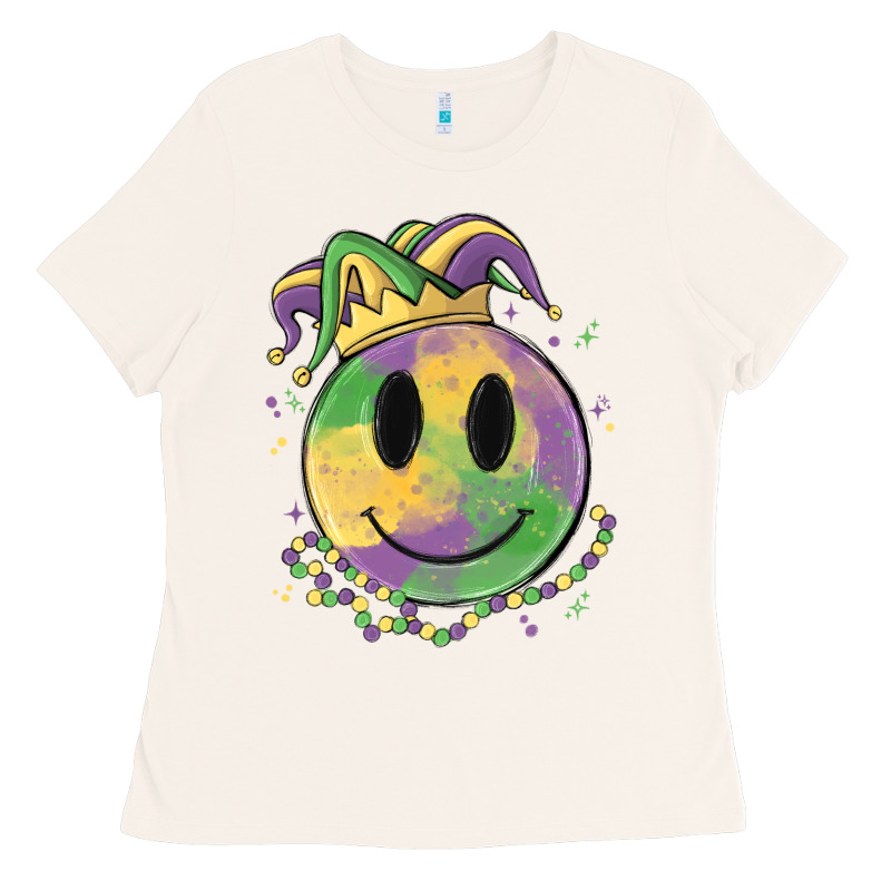 Smiley Face Mardi Gras Ladies Tee by MaliasSmallBusiness | Teevron