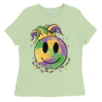 Matcha smiley face mardi gras Ladies Tee - MaliasSmallBusiness