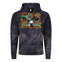 Cloud Black holstein cow with cap and leopard background Vintage Hoodie - BarkalooDesign