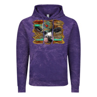 Cloud Purple holstein cow with cap and leopard background Vintage Hoodie - BarkalooDesign