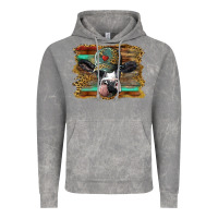Cloud Rock holstein cow with cap and leopard background Vintage Hoodie - BarkalooDesign