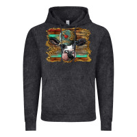 Vintage Black holstein cow with cap and leopard background Vintage Hoodie - BarkalooDesign
