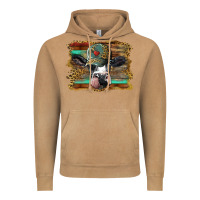 Vintage Camel holstein cow with cap and leopard background Vintage Hoodie - BarkalooDesign