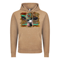 Vintage Coffee holstein cow with cap and leopard background Vintage Hoodie - BarkalooDesign