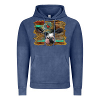 Vintage Denim holstein cow with cap and leopard background Vintage Hoodie - BarkalooDesign