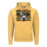 Vintage Mustard holstein cow with cap and leopard background Vintage Hoodie - BarkalooDesign