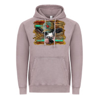 Vintage Zinc holstein cow with cap and leopard background Vintage Hoodie - BarkalooDesign