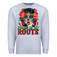 Heather Grey sugar skull woman proud of my roots Premium Sweatshirt - BundleAndBundleShop