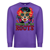 Purple sugar skull woman proud of my roots Premium Sweatshirt - BundleAndBundleShop