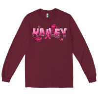Burgundy Personalized Pink Cancer Themed Name Long Sleeve Tee - NancyCooperArtShop